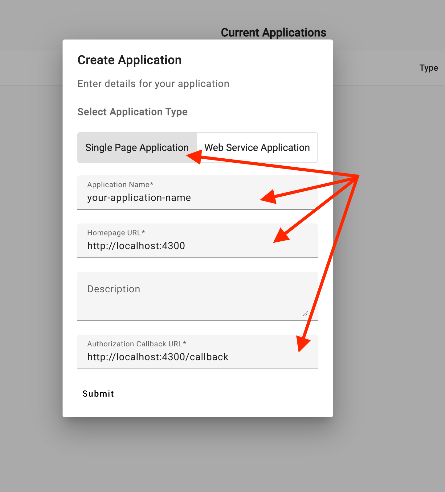 Create Application Details